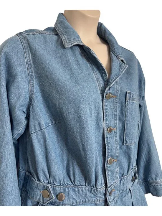 Universal Thread Size 17 Long Sleeve Romper Jean Medium Wash NWT - Picture 15 of 16